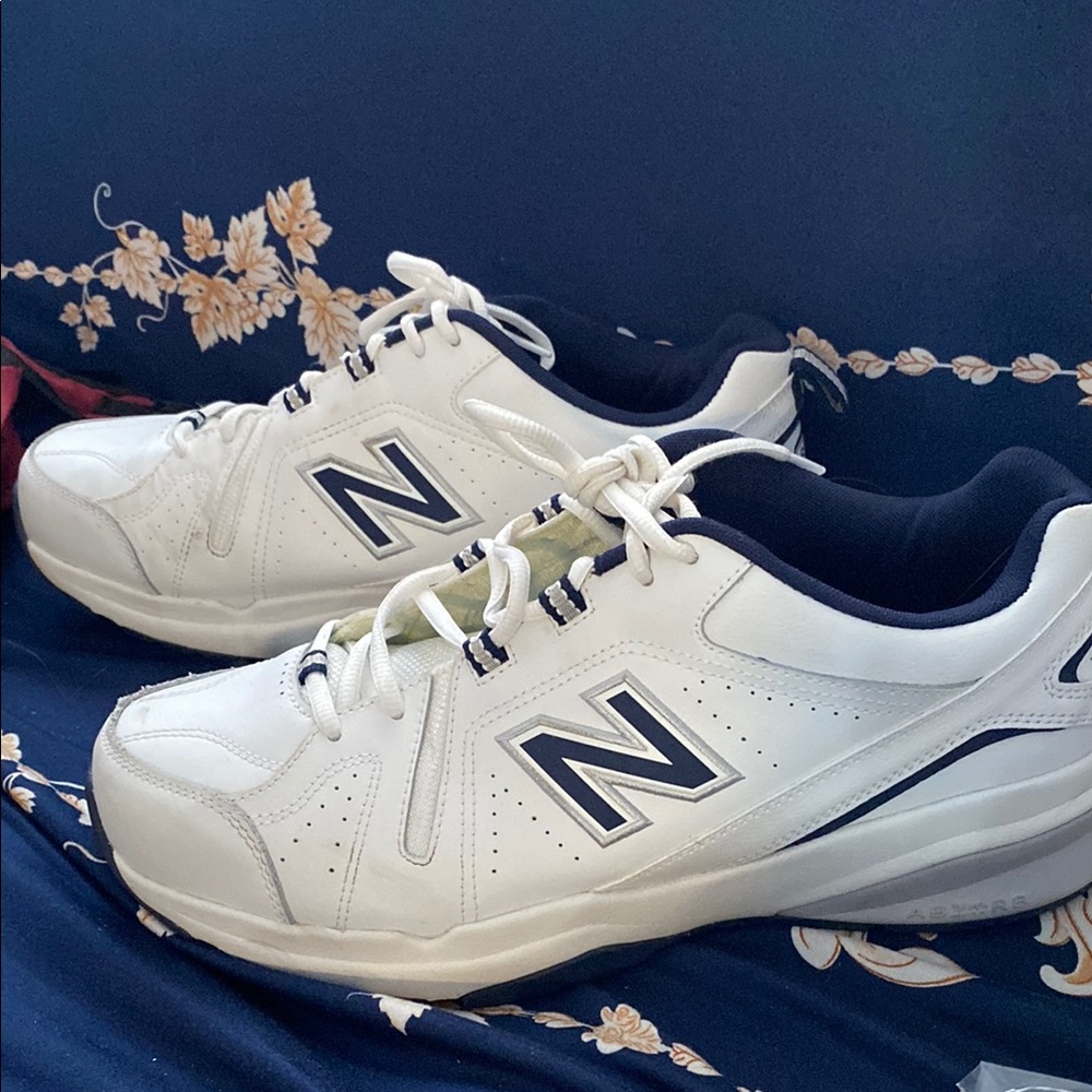New Balance White and Navy Sneakers